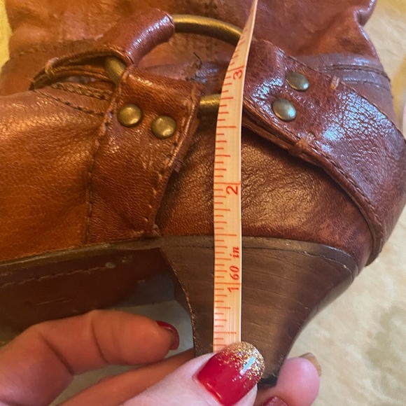 Frye Steffi Harness Crinkled Leather Moto Knee High Tall Kitten Heel Boots 6.5 - Picture 8 of 16